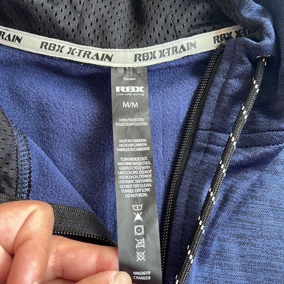 NEW RBX Navy Blue Tech Fleece Zip Up 100% Polyester Size Medium - Picture 3 of 14